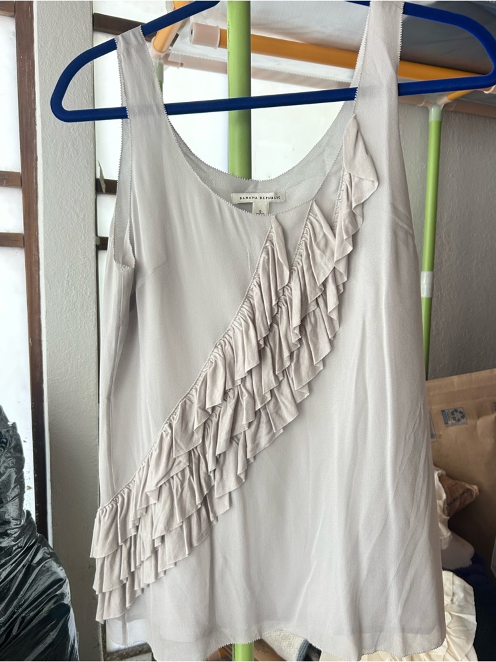 Banana Republic Light Beige Ruffle Tank Dress